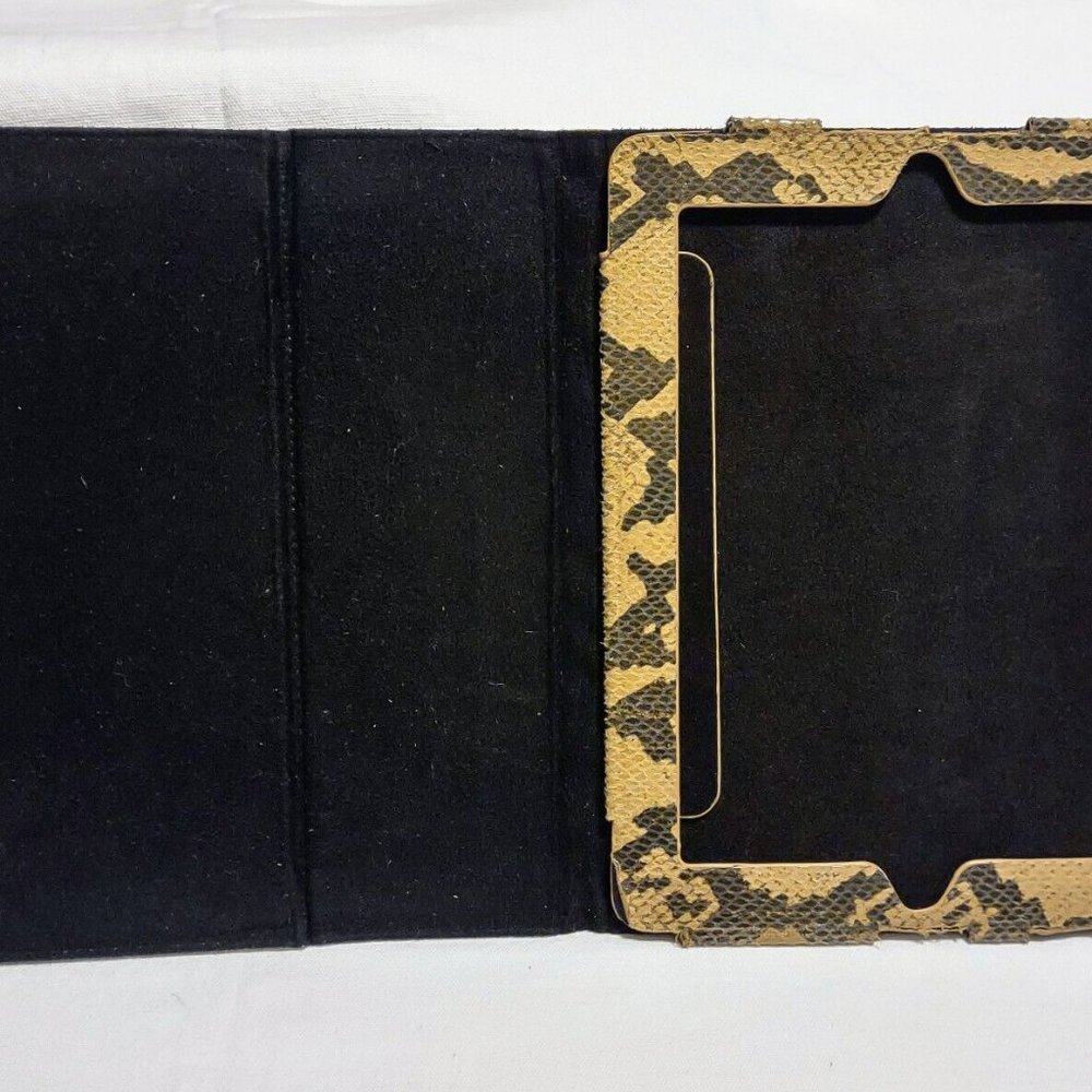 Tablet case, black and beige faux snake skin folio case